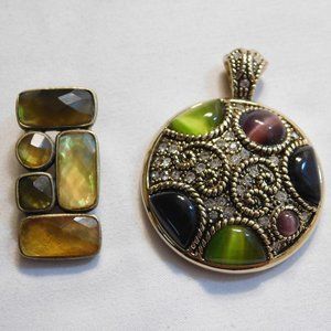 Lia Sophia Colorful Stone Pendants Lot of 2 Vintage